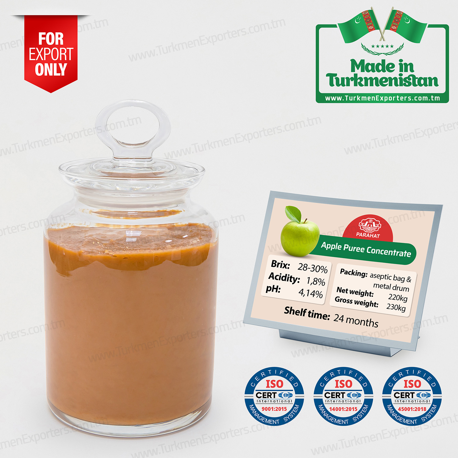 Elma püre konsantresi BRIX 28-30% | Parahat meyve konsantreleri üretim fabrikası