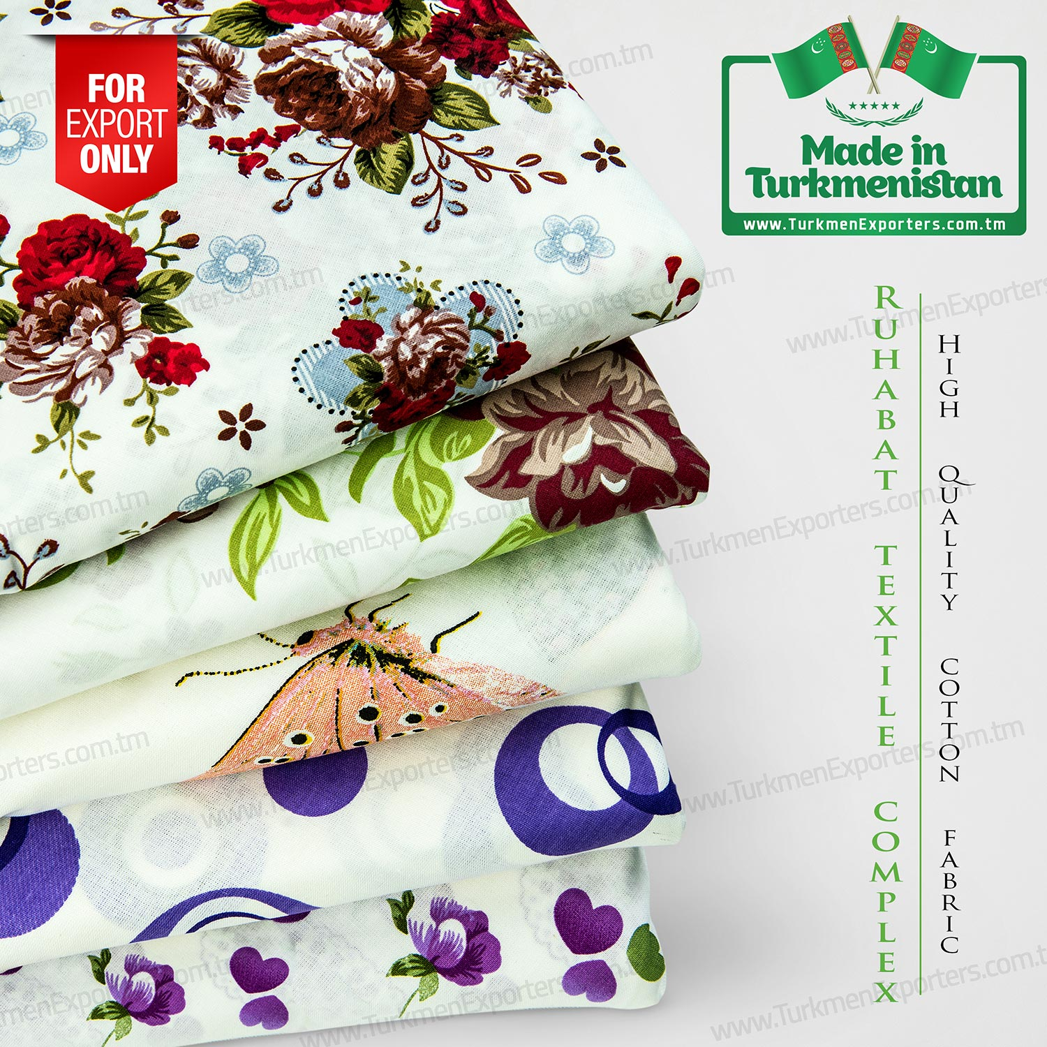 Cretonne cotton fabric Made in Turkmenistan | Ruhabat Textile Complex