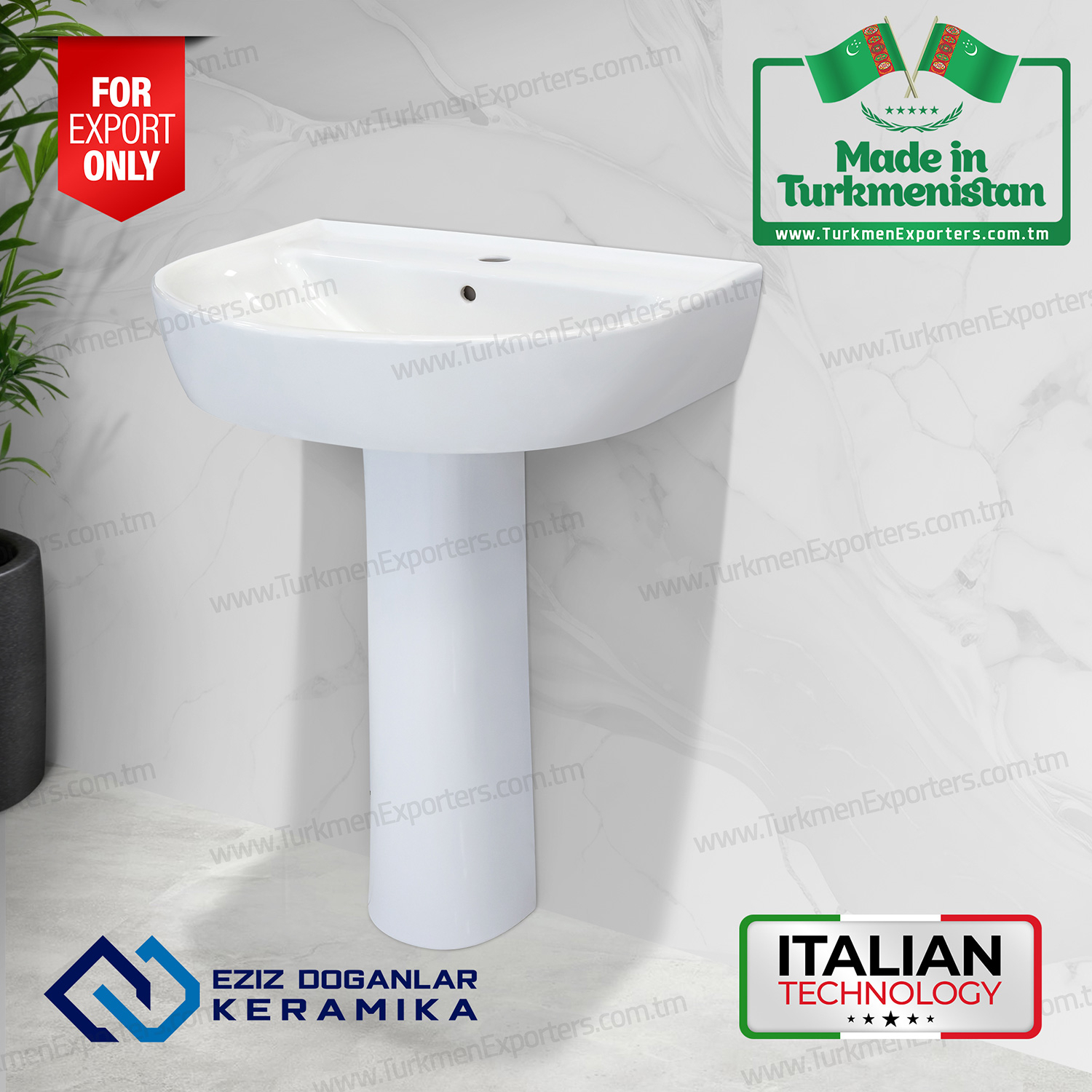 Türkmenistan ürünü seramik ayaklı lavabo | Eziz Doganlar Keramika