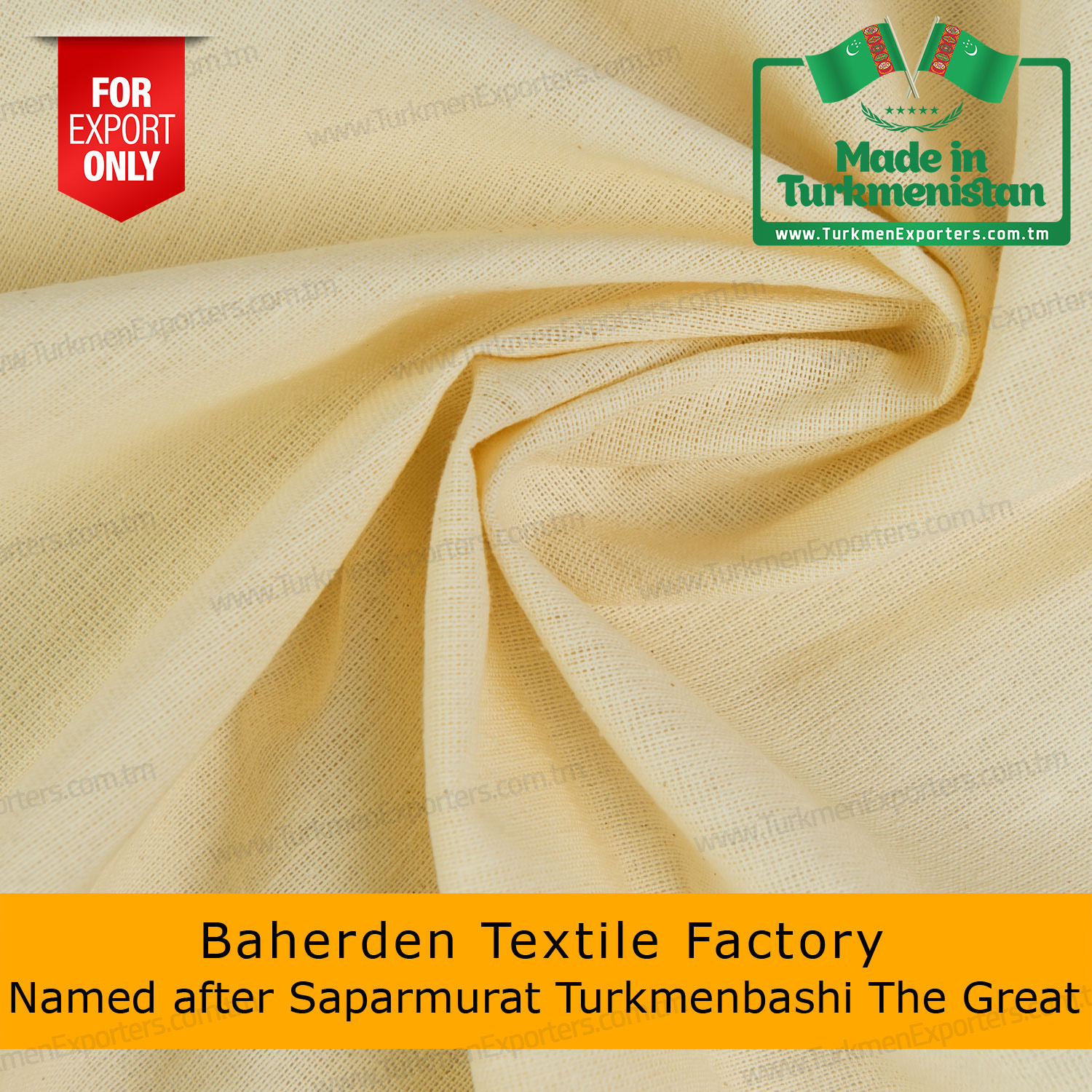 Raw cretonne fabric wholesale from Turkmenistan | Baherden textile factory named after Saparmurat Turkmenbashi the great