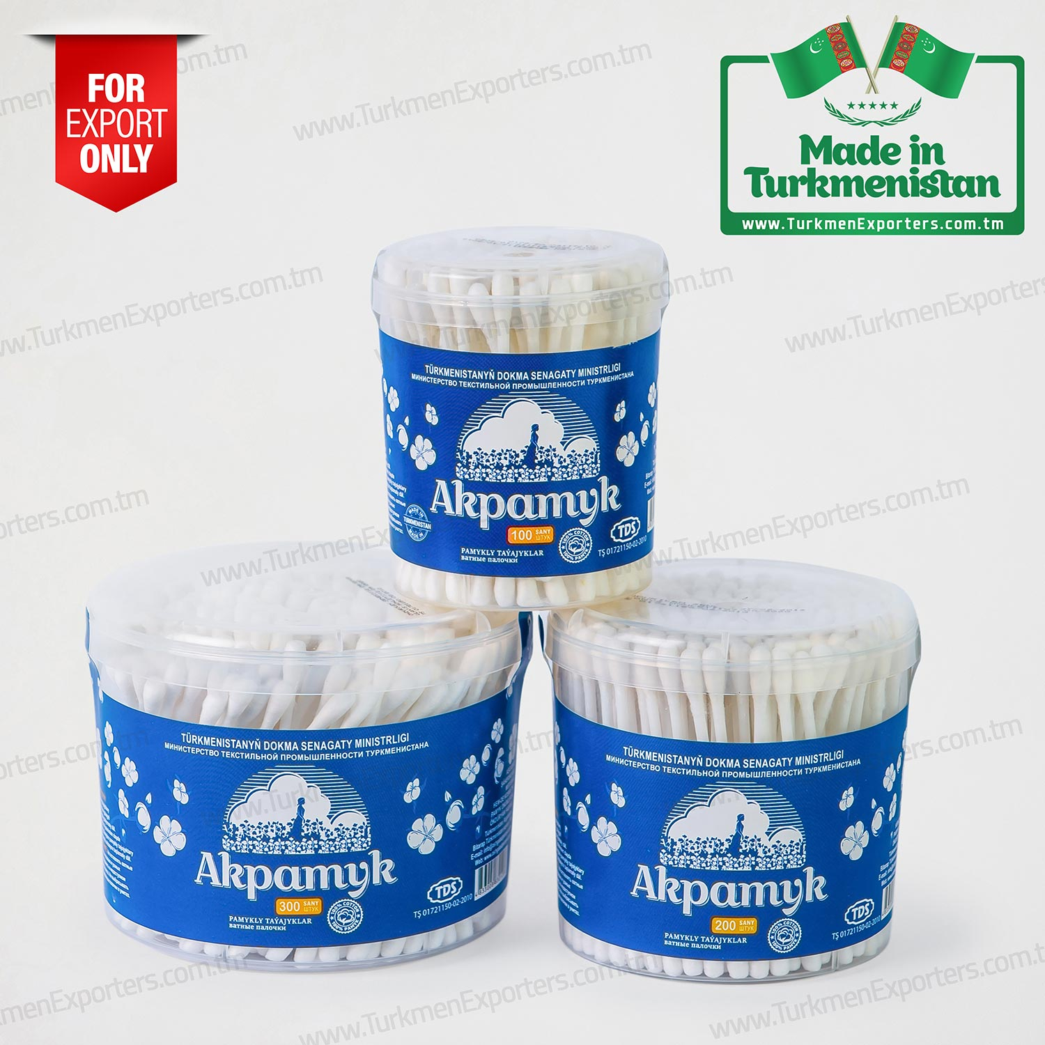 Cotton buds in Turkmenistan wholesale for export  | Ashgabat factory for production of medical wadding and cosmetic cotton products
